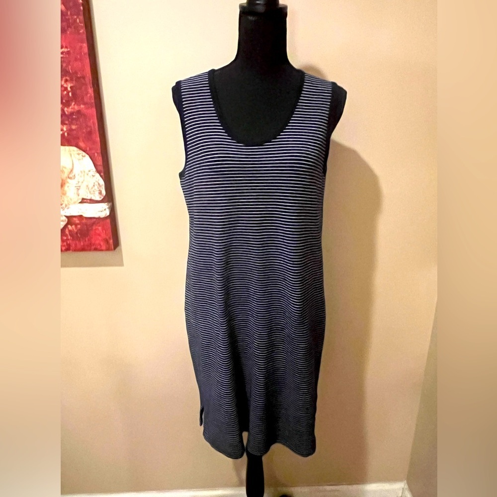 J Crew Navy & White Pin Stripe Dress, Size